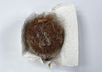 'Foundling 1', 20x17cm, handmade paper and found objects