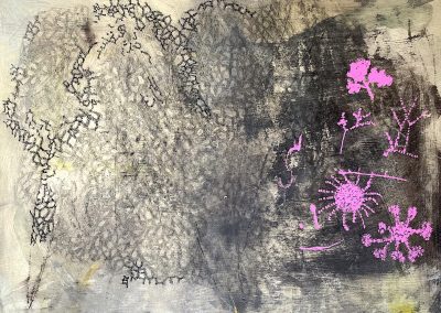 Textile 36x28cm mixed media on board