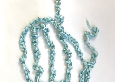 Attachment blue silk ribbon and card dispenser