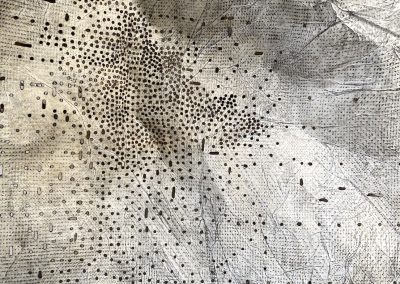 Detail of Fire Screen 89x79cm Japanese paper,graphite, burnt holes