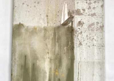 Shelf bracket watercolour on recycled paper, moulded paper piece 30x40cm