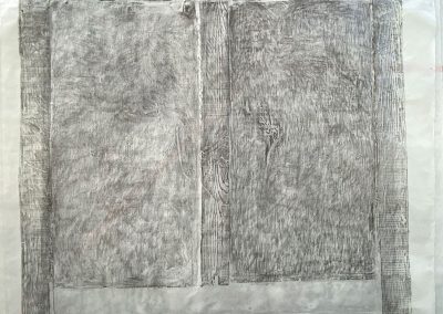 What is left behind 100x100cm Graphite on paper
